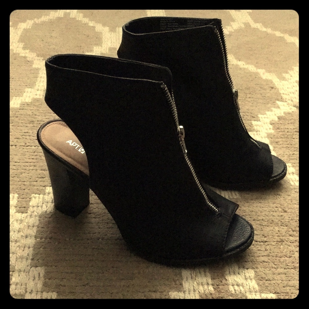 APT 9 Black Zipper Booties Size 8